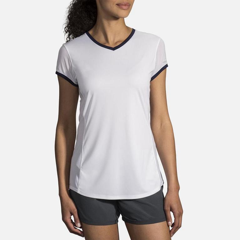 Brooks Stealth Women's Short Sleeve Running Shirt - White (59713-TZEC)